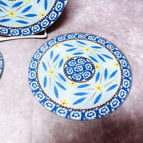 Temp-Tations Old World Blue Pattern Ceramic Trivets Set Of 3 - Picture 3 of 8